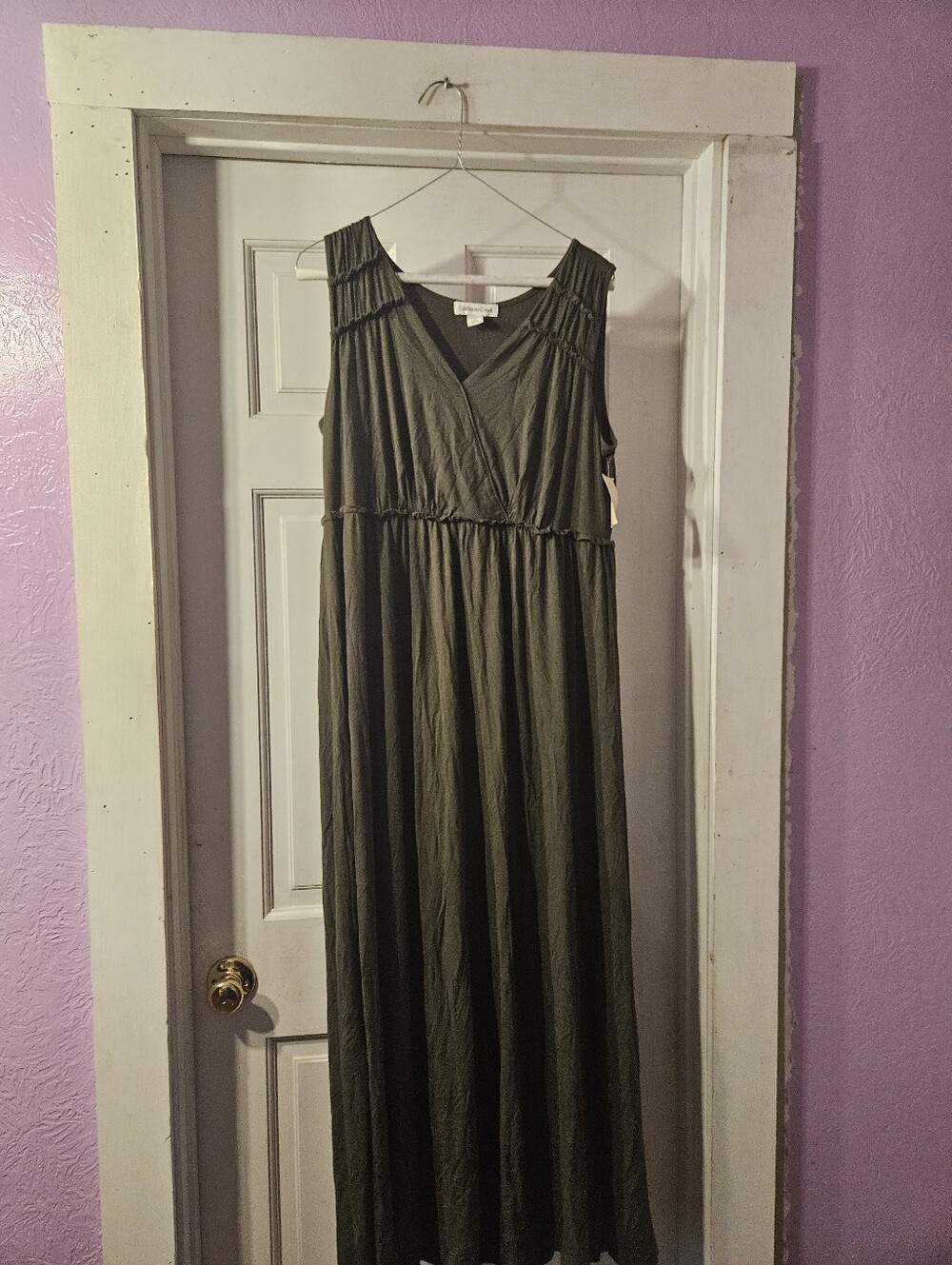 Coldwater Creek Olive Green Sleeveless Maxi Dress - Picture 2 of 11